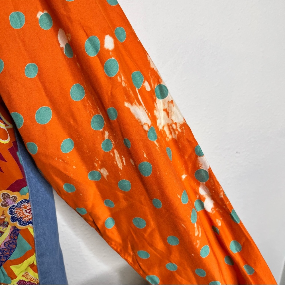 Hype vintage 90s Red orange patchwork color block Shirt top M girlhoodcore - Picture 5 of 8